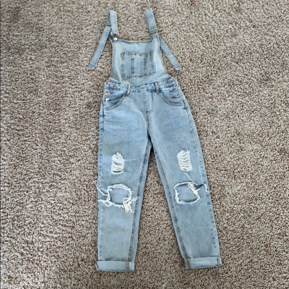 Light jean overalls